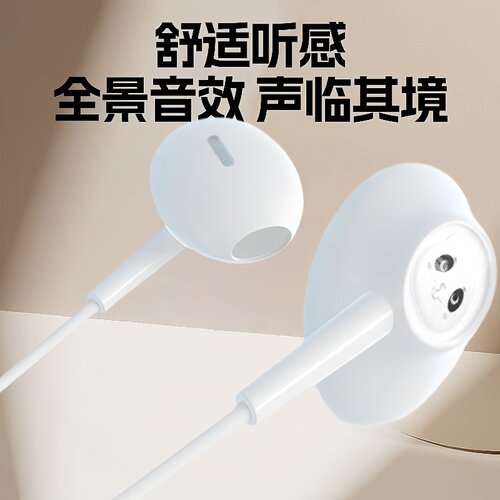 重低音typec有线入耳式耳机适用华为VIVO小米带麦K歌游戏网课学生