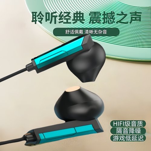 适用OPPO华为vivo小米手机专用type-c圆孔带麦入耳式有线耳机