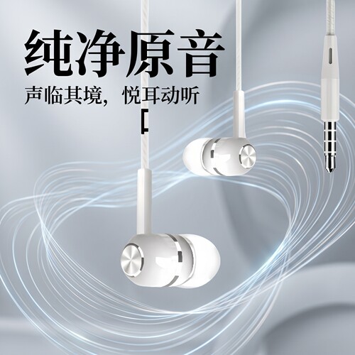 适用于OPPO真我vivo小米苹果手机通用type圆孔带麦入耳式有线耳机
