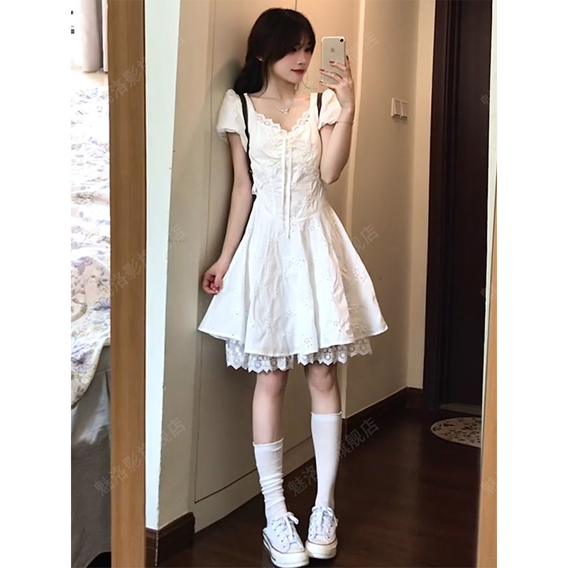 法式甜美风温柔修身蕾丝