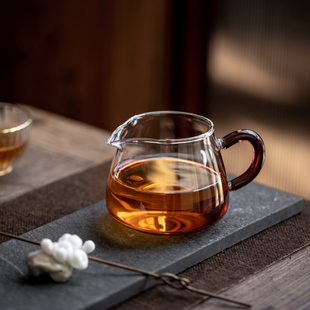 迷你玻璃公道杯三件套茶海茶漏套装高硼硅耐热滤网一体泡茶分茶器