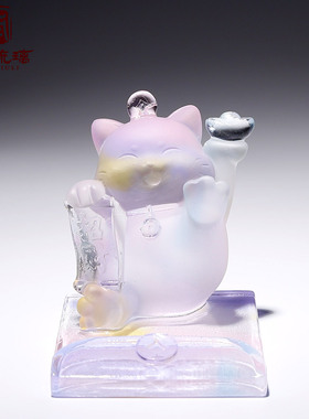 琉璃招财猫2027新款手机支架摆件