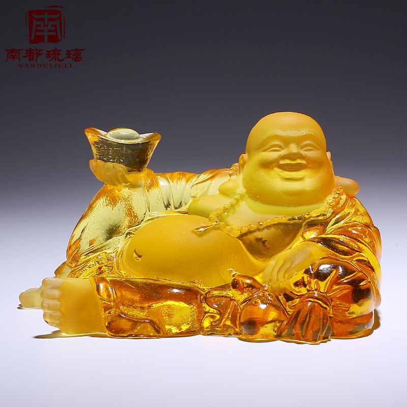 古法琉璃友好弥勒佛供奉佛像摆件招财进宝大肚笑佛定制佛像工艺品