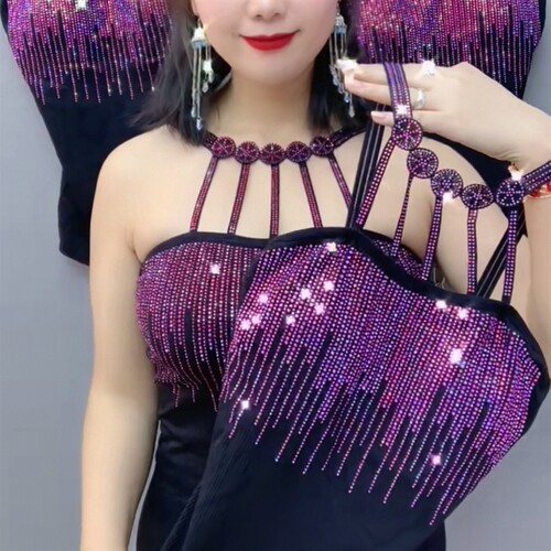 欧洲站2026春夏季新款韩版时尚洋气背心显瘦烫钻美背吊带打底女潮