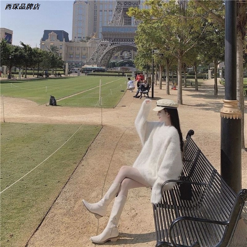 加绒秋水貂绒宽松外穿女加厚冬季2026毛衣慵懒风针织衫新款中长款