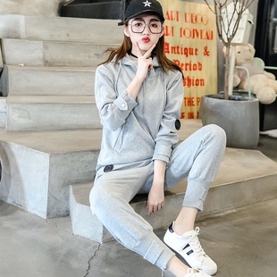 休闲运动套装春夏女装2026新款时尚网红学生显瘦胖妹妹卫衣两件套