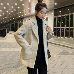 2026年秋冬韩版显瘦小个子水貂绒外套女短款黄金貂毛呢大衣短外套