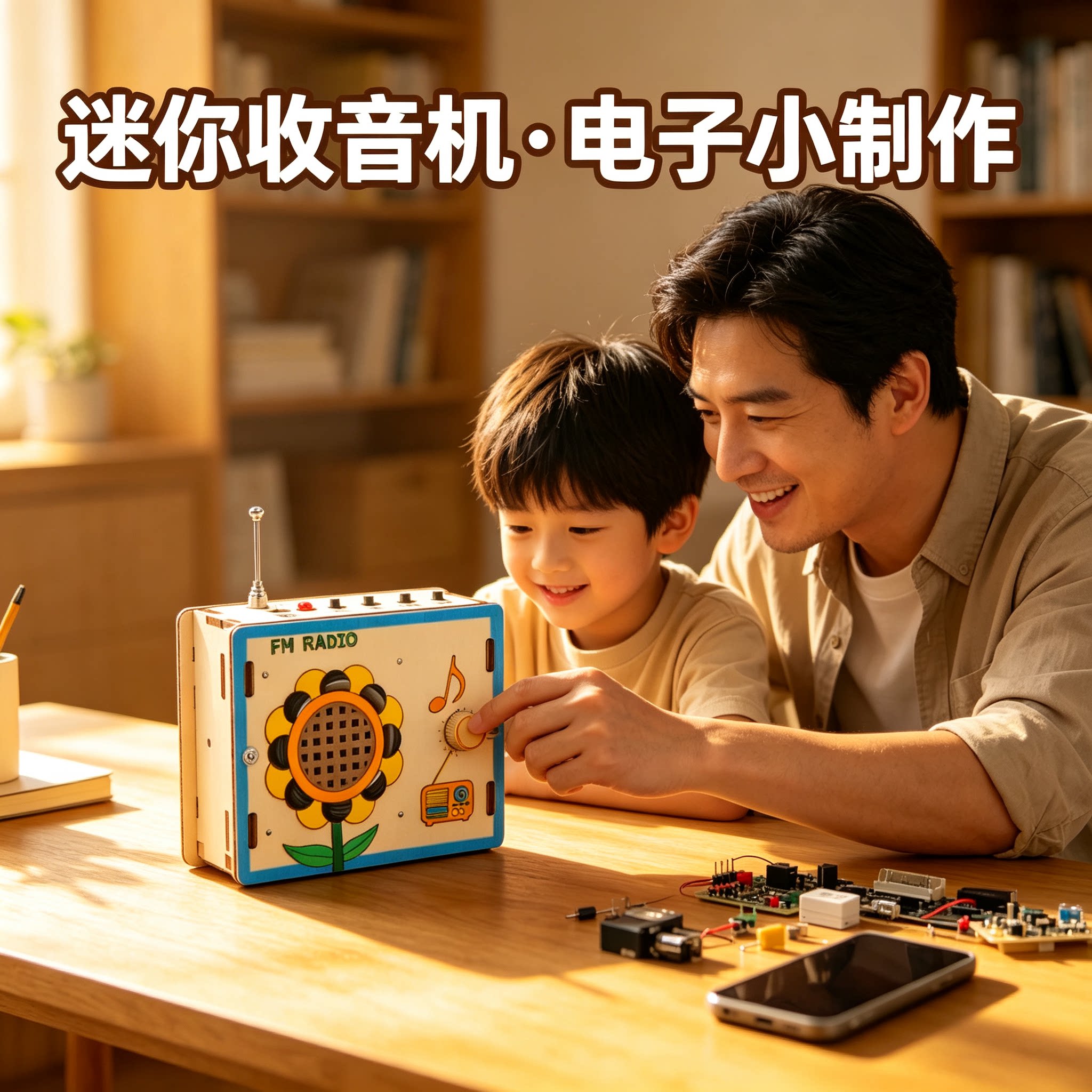 儿童科学实验木质收音机拼装