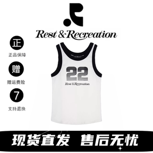 专柜正品restandrecreation拼色字母RR工字背心韩系ins吊带上衣女