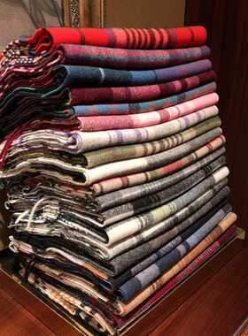 英国Edinburgh苏格兰爱丁堡格子男士女士围脖披秋冬羊毛羊绒围巾