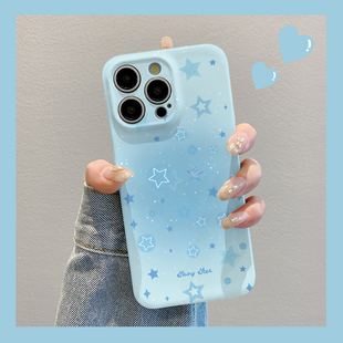 焱焱适用苹果华为荣耀OPPO一加vivo红米iPhone17手机壳小米15蓝色渐变星星mate70全包x200/reno13菲林p