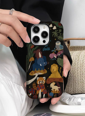 焱焱菲林黑色动物自由聚会适用苹果15promax手机壳小众14p硬华为mate50/60女p40卡通nova8/7情侣小米1312荣耀