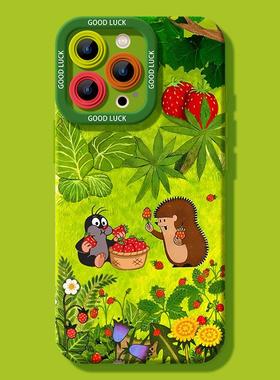 焱焱适用苹果13手机壳iphone16promax新款14绿色plus夏天12鼹鼠11可爱6s硅胶max/7/8卡通全包镜头的15pro套女