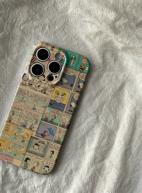 焱焱史努比拼接插画适用iphone15苹果13手机壳小米14红米k70高级感华为mate60vivoiqoo12菲林软荣耀一加oppo