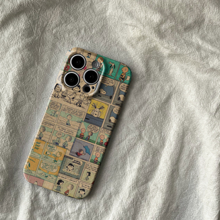 焱焱史努比拼接插画适用iphone15苹果13手机壳小米14红米k70高级感华为mate60vivoiqoo12菲林软荣耀一加oppo