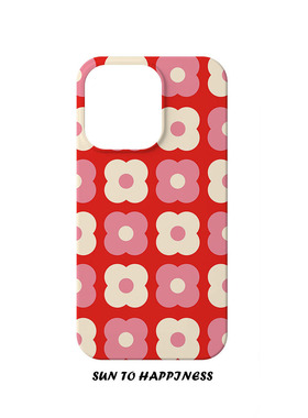 焱焱原创复古风红色花朵适用苹果14PROMAX菲林手机壳iphone15plus13mini12大孔磨砂小众个性全包亮面高级感in