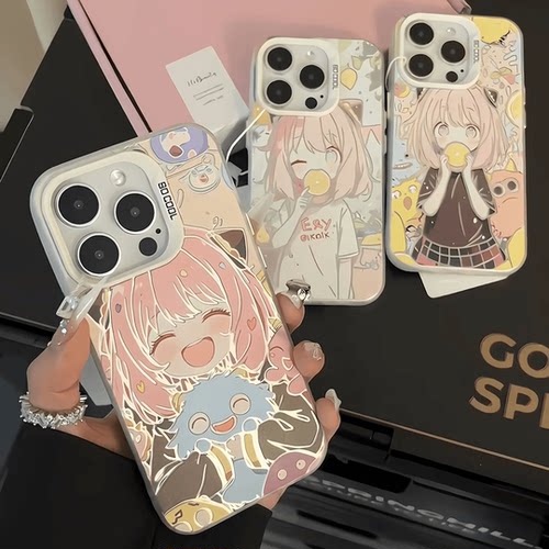 焱焱适用苹果14promax手机壳iphone15阿尼亚12/13抱小怪兽11新款x动漫mini安妮亚7plus彩银xr保护套8漫画可爱