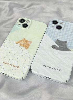 焱焱睡觉小灰猫适用苹果16pro max小米15/14/13手机壳华为Pura70Pro手机壳p60新款mate70ProNova13防摔60/5