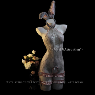 吸引力「桃之夭夭」兔女郎连体衣情趣制服战袍开档qqny诱惑内衣