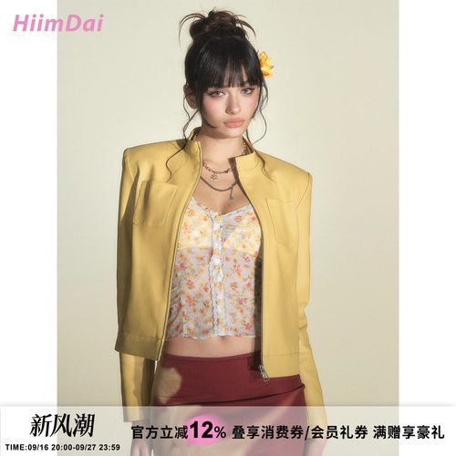 HiimDai复古机车正肩修身皮夹克