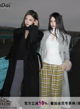 HiimDai 大衣伴侣  显瘦天鹅领镂空绑带设计 高领抓毛修身打底T恤