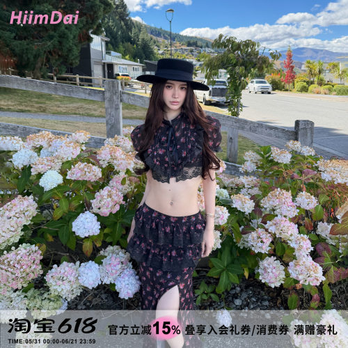 HiimDai复古度假风碎花短上衣