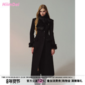 HiimDai 大衣 100%绵羊毛黑色沙漏腰双面呢长款 留洋大小姐Pro Max