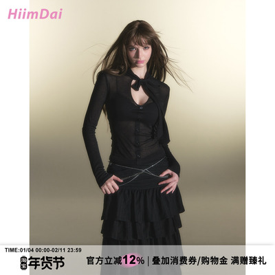 微透绑带修身长袖T恤HiimDai