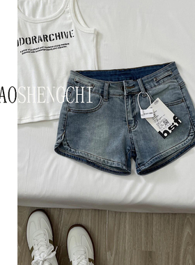 MIAOSHENGCHI定制高个子175超短显瘦牛仔裤女夏辣妹包臀短裤热裤