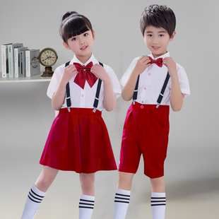 中小学生歌颂祖国合唱团表演出服幼儿园男女孩童红色演讲比赛礼服