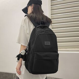 书包初中女生高颜值黑色书包女学生初中生高中生大容量大学生背包