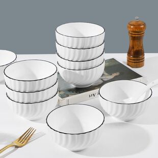 2024新款高级餐具黑边玄月碗新款吃饭碗家用创意陶瓷碗简约实用