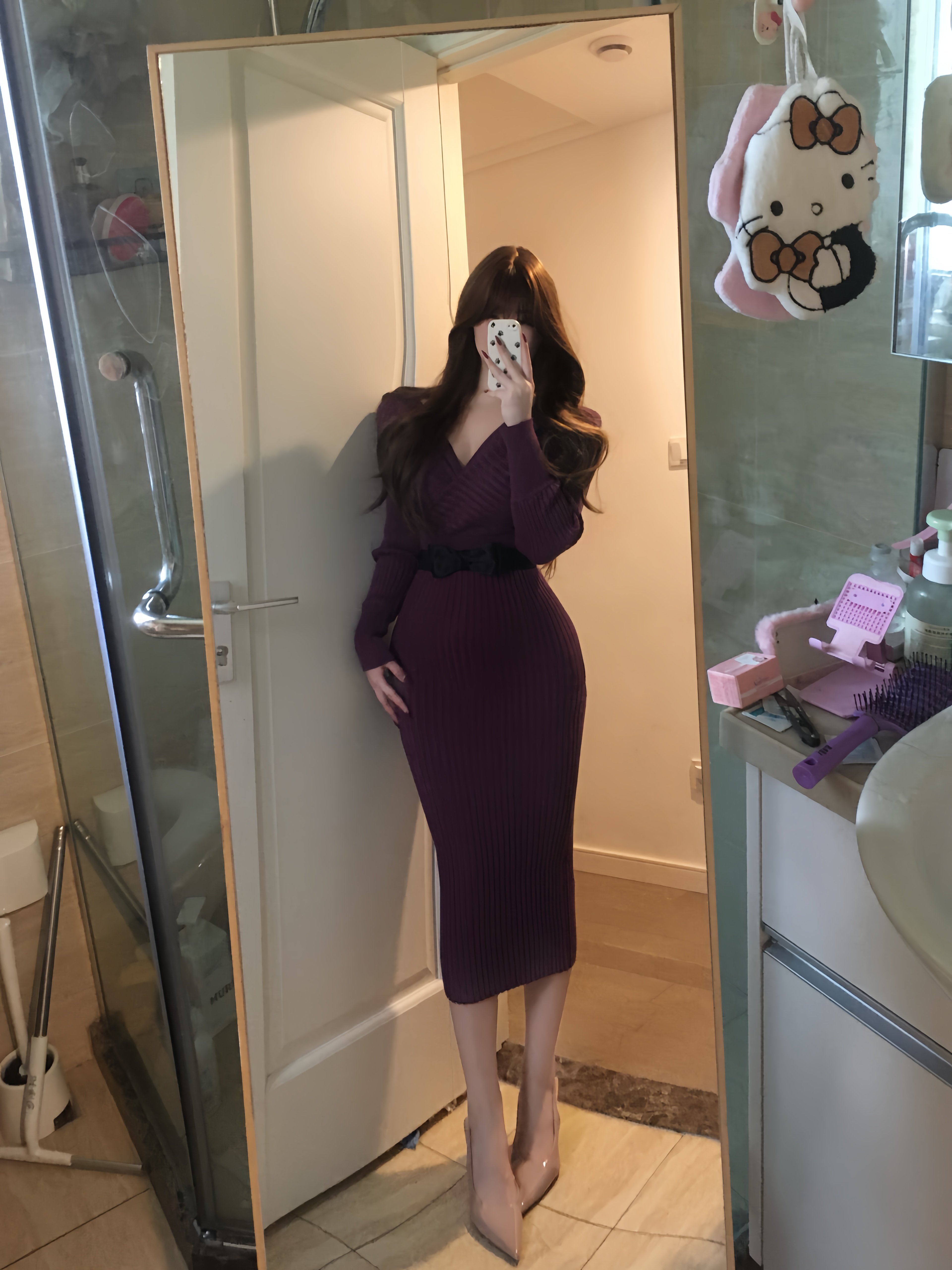 荔桃想睡觉ya【迷迭香紫】纯欲显身材包臀连衣裙收腰一字肩长裙,女装/女士精品,连衣裙,淘宝优惠券,粉丝福利购,淘宝优惠卷