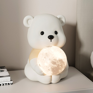 卡通小熊卧室床头夜灯家居桌面摆件客厅电视柜玄关装 饰品生日送礼