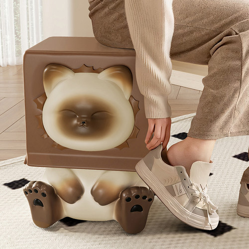 可爱暹罗猫换鞋凳搬家乔迁礼物