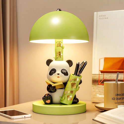 可爱熊猫小夜灯笔筒摆件治愈系