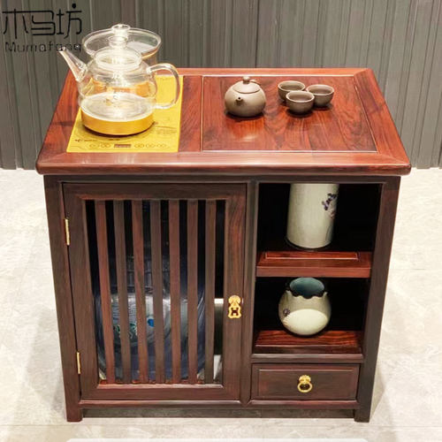 红木新中式东非酸枝茶边柜茶吧机
