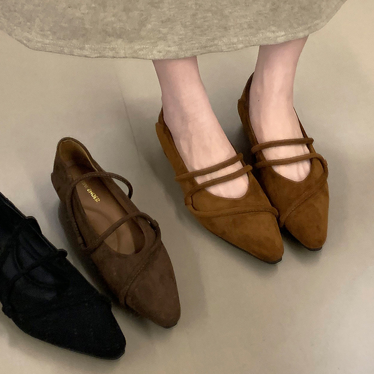 内增高尖头玛丽珍鞋女2025新款