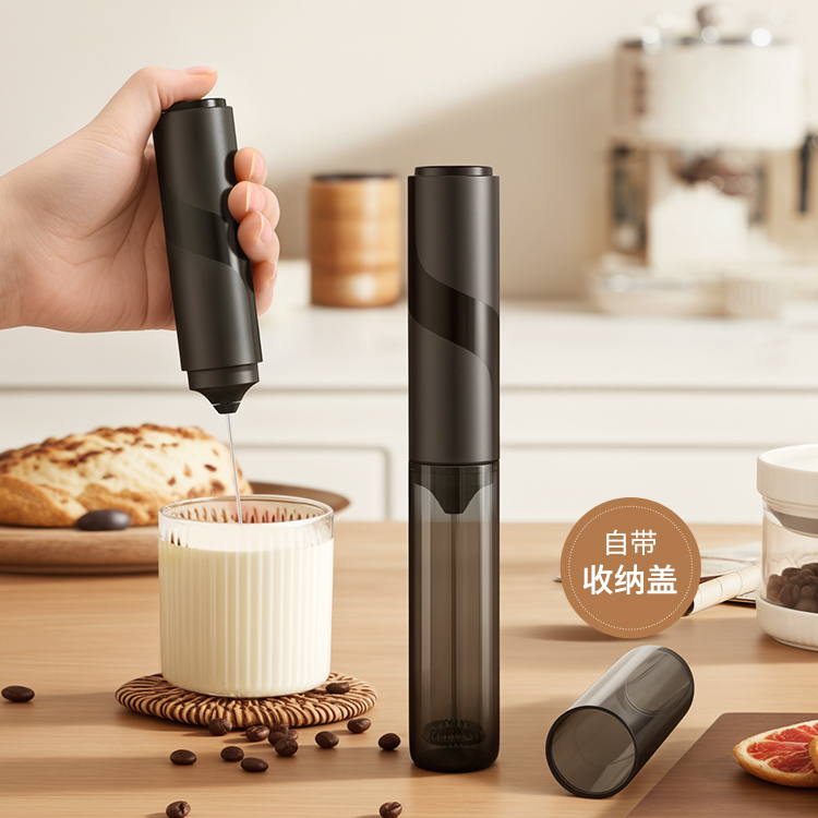咖啡打泡器电动家用收纳牛奶搅拌器奶盖打发奶泡机迷你手持打奶器