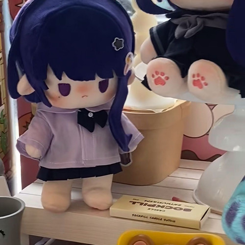 原创原神同人动漫周边雷电将军属性20cm棉花娃娃可爱毛绒玩偶公仔