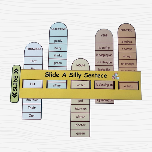 国际双语小学幼儿儿童趣味语法句子抽拉条Silly Sentence Builder