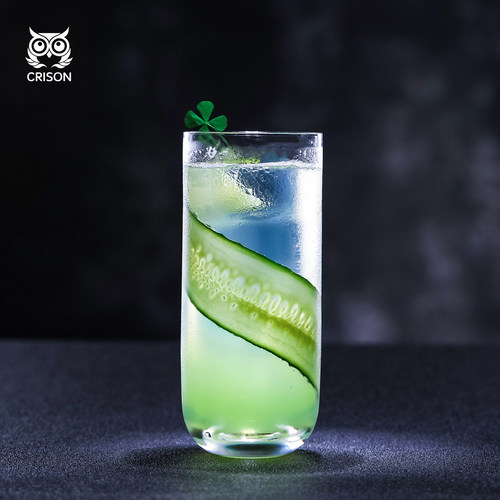 无铅水晶条纹刻花长饮酒杯