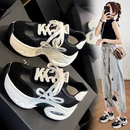 内增高9cm老爹鞋女时尚百搭休闲厚底轻便小个子松糕休闲鞋女秋季