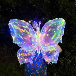 儿童生日发光炫彩蝴蝶翅膀气球闪光装饰布置道具夜市公园摆摊地推