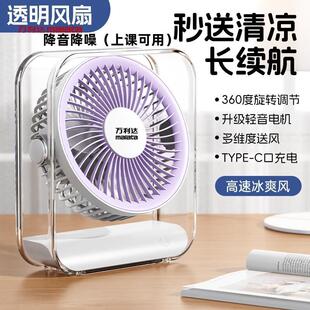 万利达桌面电风扇usb充电学生上课可用降噪办公室小型台式大风力