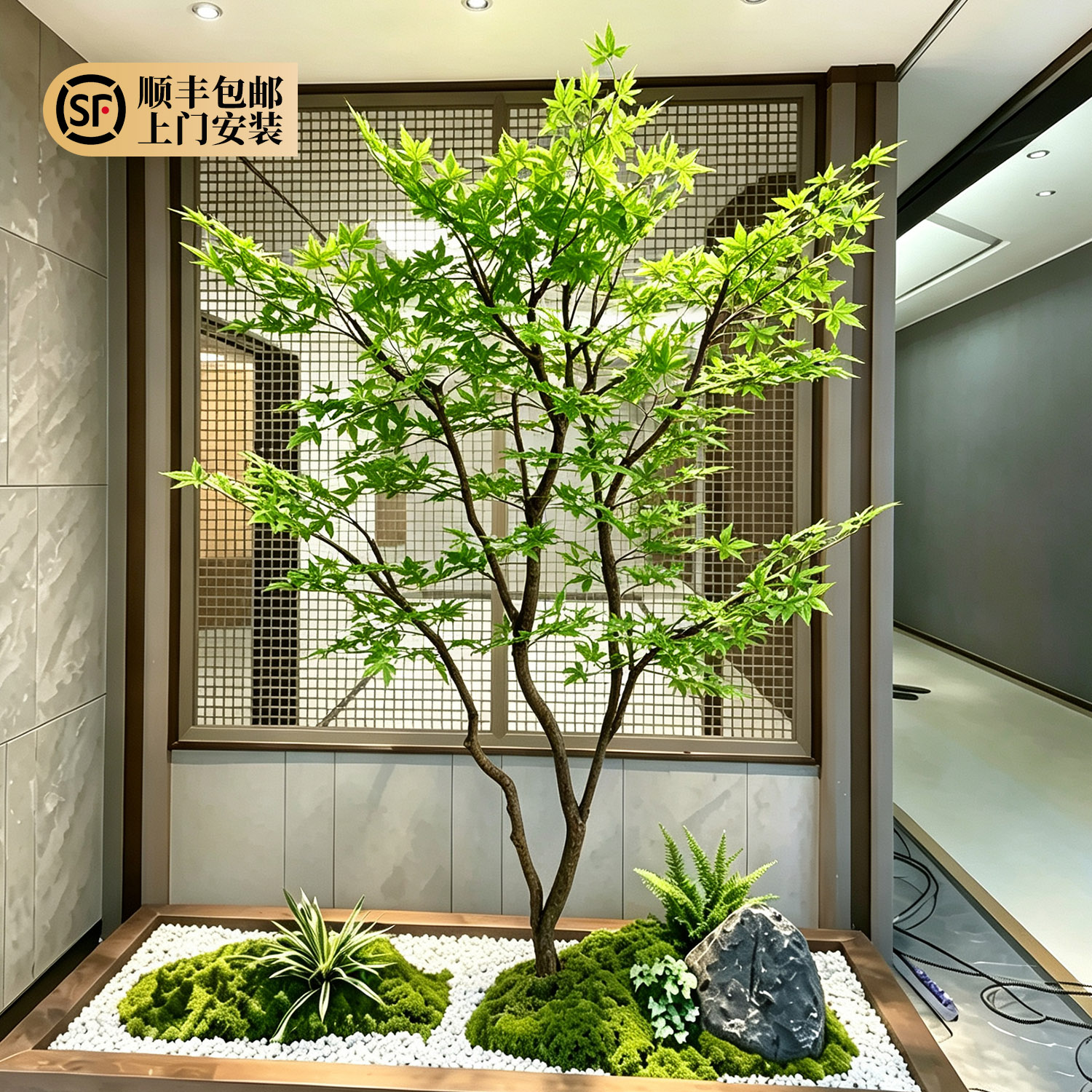 仿真枫树绿色仿生绿植景观庭院假树楼梯下橱窗造景大型室内外装饰