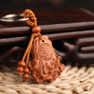 桃木钥匙扣 白菜汽车钥匙扣挂件平安钥匙链礼品