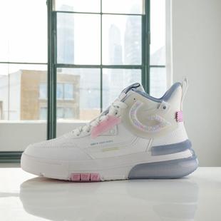 皮面厚底休闲鞋 2024秋春潮流滑板潮鞋 女E23M02 高帮板鞋 贵人鸟女鞋