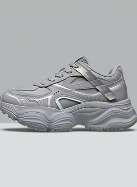 贵人鸟女鞋跑步鞋正品2025春新款厚底运动休闲皮面老爹鞋Y251840