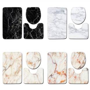 Bath Mats Set 3Pcs Pattern Microfiber Marble Pedestal set
